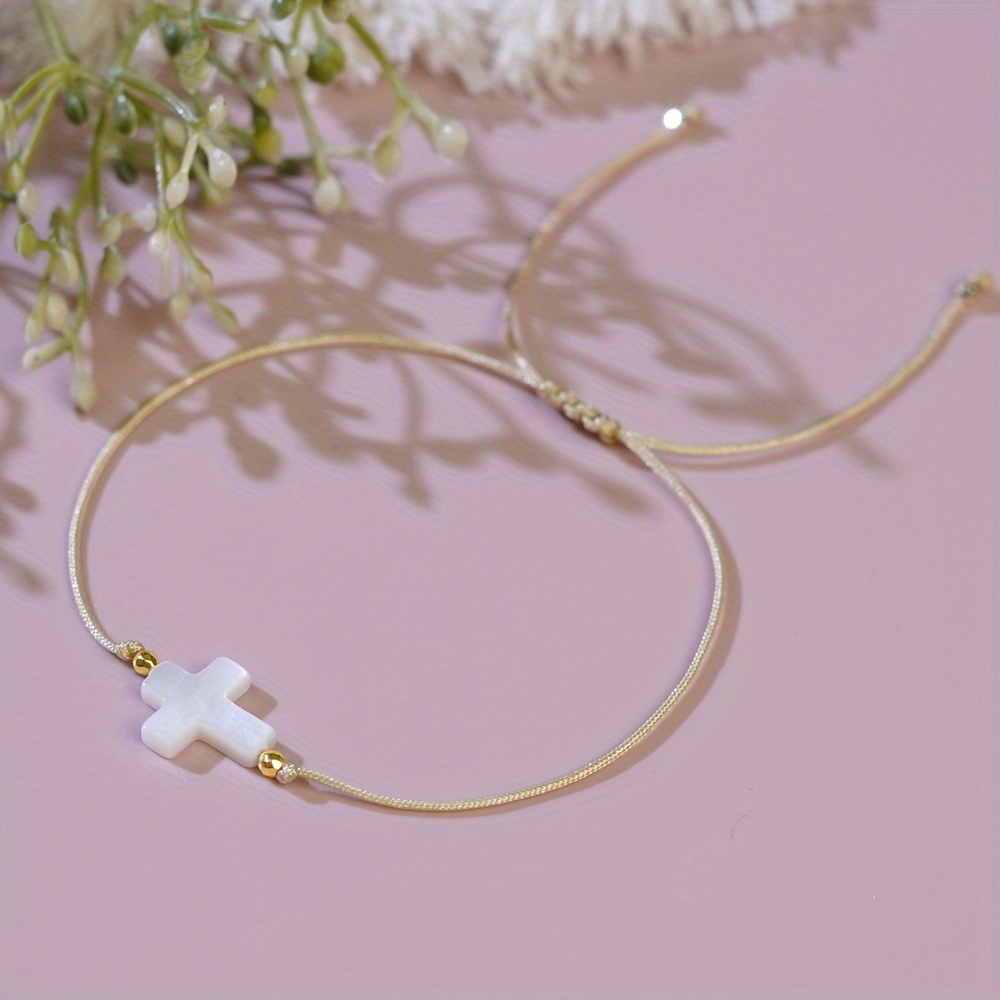 Bohemian Women's Bracelet Shell Cross Charm for Easter